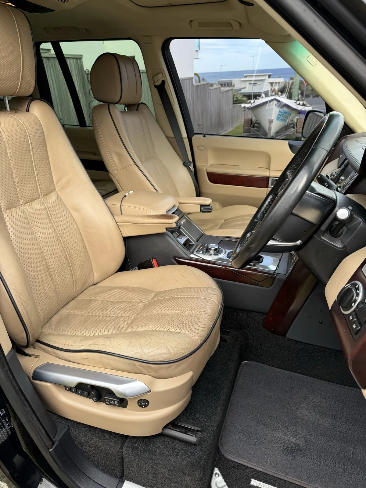 Range Rover cream leather interior after a full restorative detail